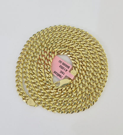 14k Gold 5mm Miami Cuban Link Chain Yellow Gold Necklace 18" - 30" Inches Real - Reva Jeweler