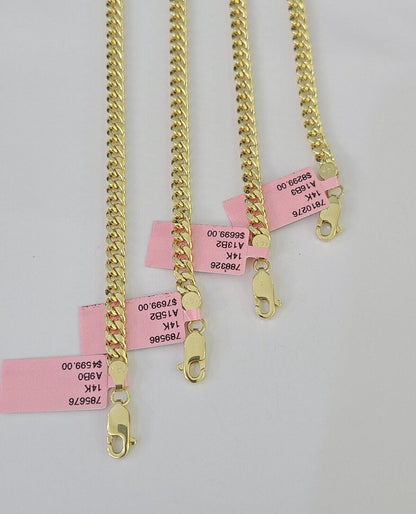 14k Gold 5mm Miami Cuban Link Chain Yellow Gold Necklace 18" - 30" Inches Real - Reva Jeweler