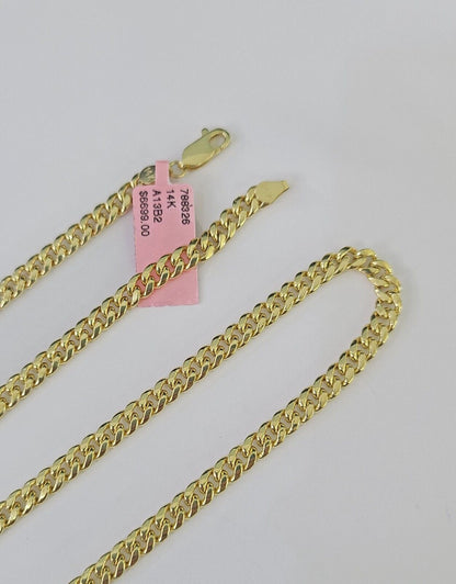 14k Gold 5mm Miami Cuban Link Chain Yellow Gold Necklace 18" - 30" Inches Real - Reva Jeweler