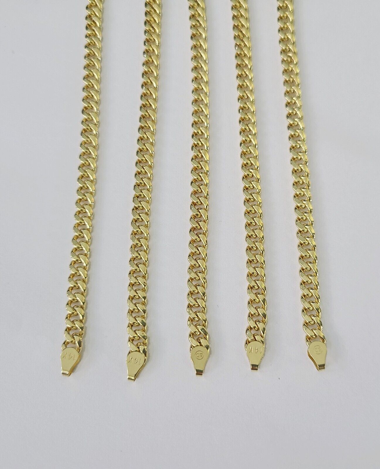 14k Gold 5mm Miami Cuban Link Chain Yellow Gold Necklace 18" - 30" Inches Real - Reva Jeweler
