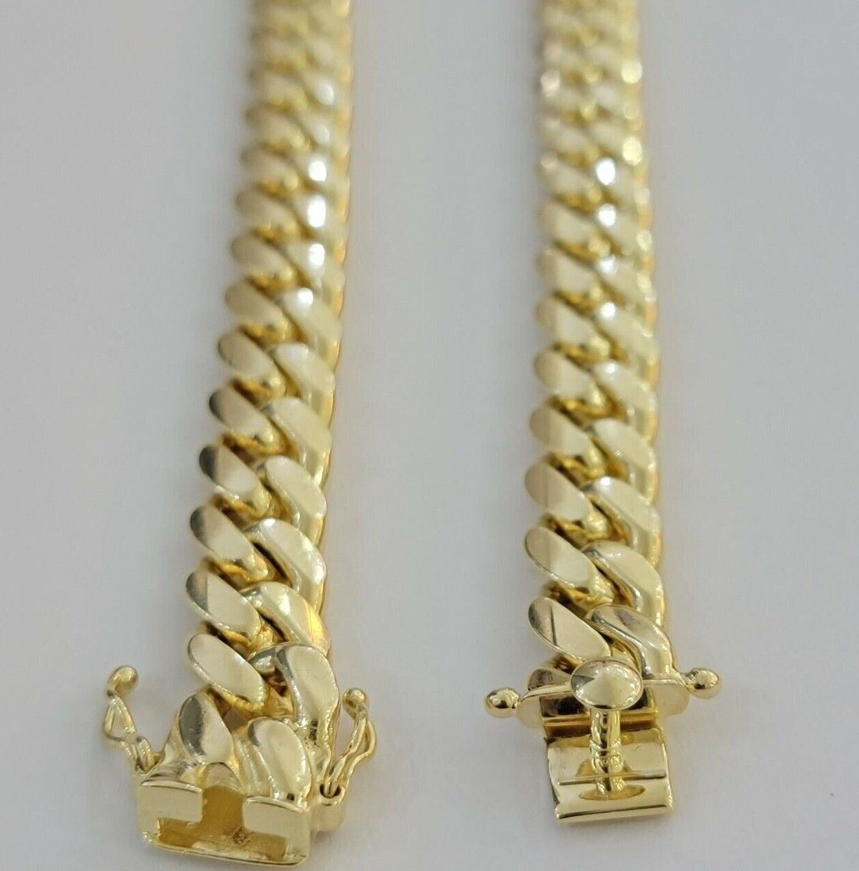 14k Gold 9mm Miami Cuban Link Chain Necklace Solid 14kt Yellow Gold Link 24Inch - Reva Jeweler