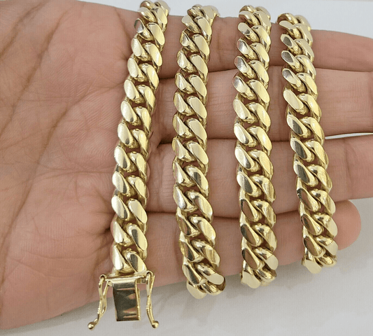 14k Gold 9mm Miami Cuban Link Chain Necklace Solid 14kt Yellow Gold Link 24Inch - Reva Jeweler