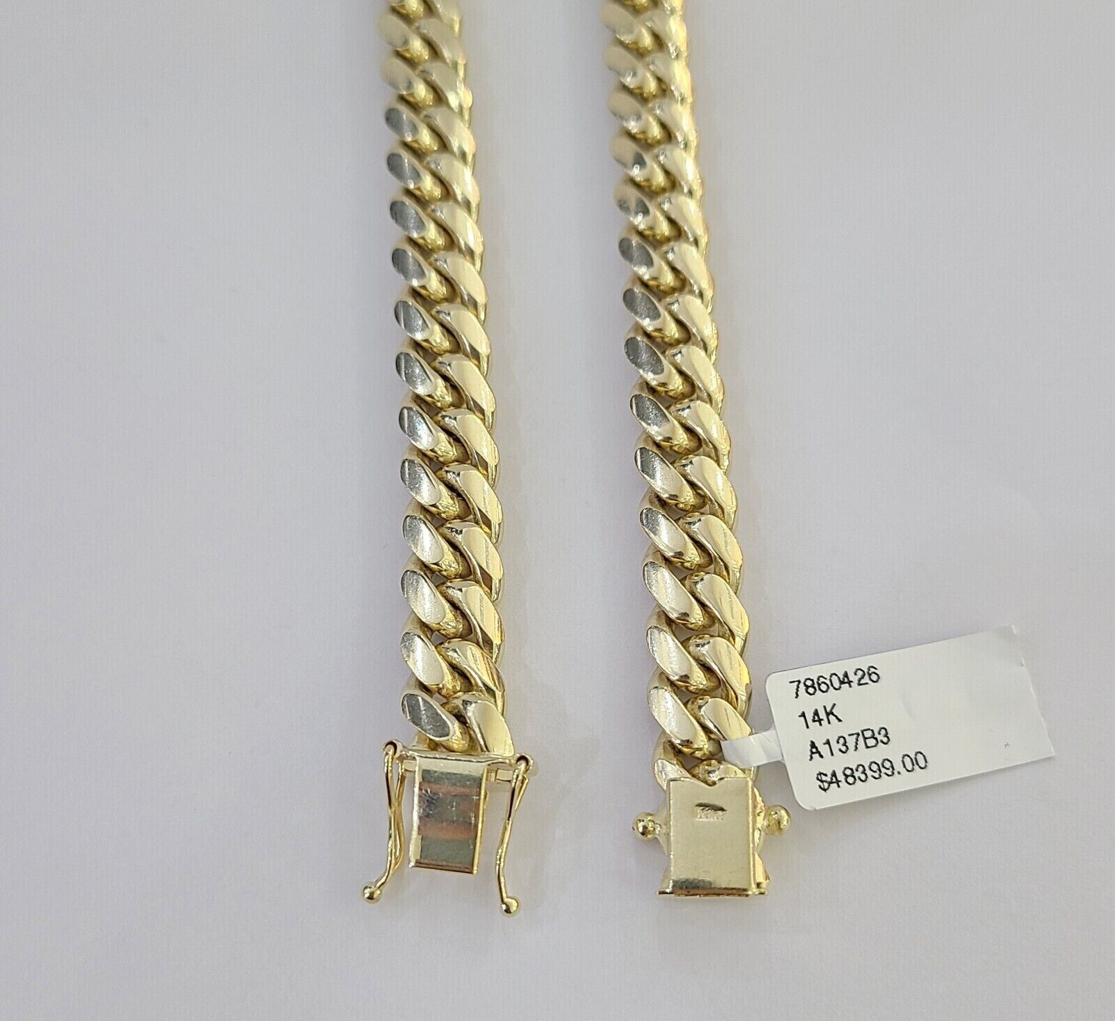 14k Gold 9mm Miami Cuban Link Chain Necklace Solid 14kt Yellow Gold Link 24Inch - Reva Jeweler