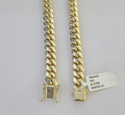 14k Gold 9mm Miami Cuban Link Chain Necklace Solid 14kt Yellow Gold Link 24Inch - Reva Jeweler