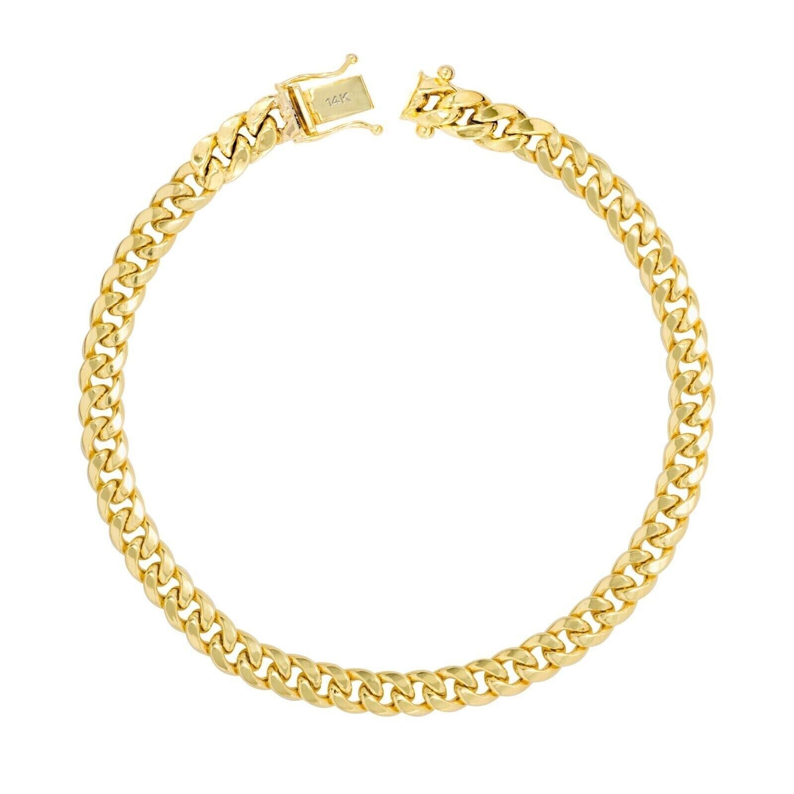 14k Gold Bracelet 6mm 7" Inch Real 14kt Yellow Gold For women, Box clasp, REAL - Reva Jeweler