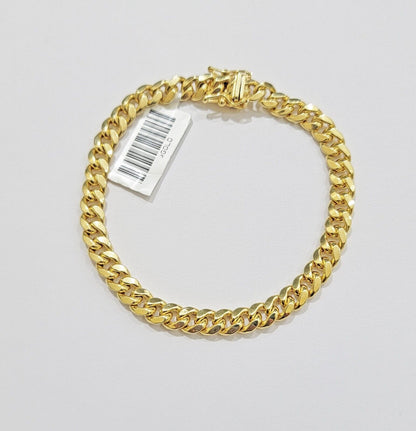 14k Gold Bracelet 6mm 7.5" Inch Real 14kt Yellow Gold Men women, Box clasp, REAL - Reva Jeweler