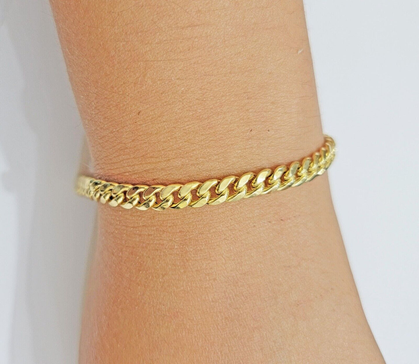 14k Gold Bracelet 6mm 8" Inch Real 14kt Yellow Gold Men women, Box clasp, REAL - Reva Jeweler