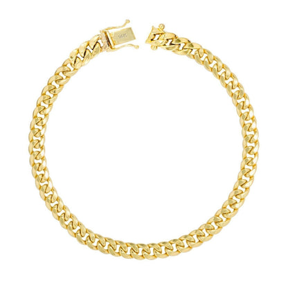 14k Gold Bracelet 6mm 8" Inch Real 14kt Yellow Gold Men women, Box clasp, REAL - Reva Jeweler