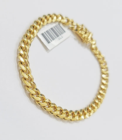 14k Gold Bracelet 6mm 8" Inch Real 14kt Yellow Gold Men women, Box clasp, REAL - Reva Jeweler