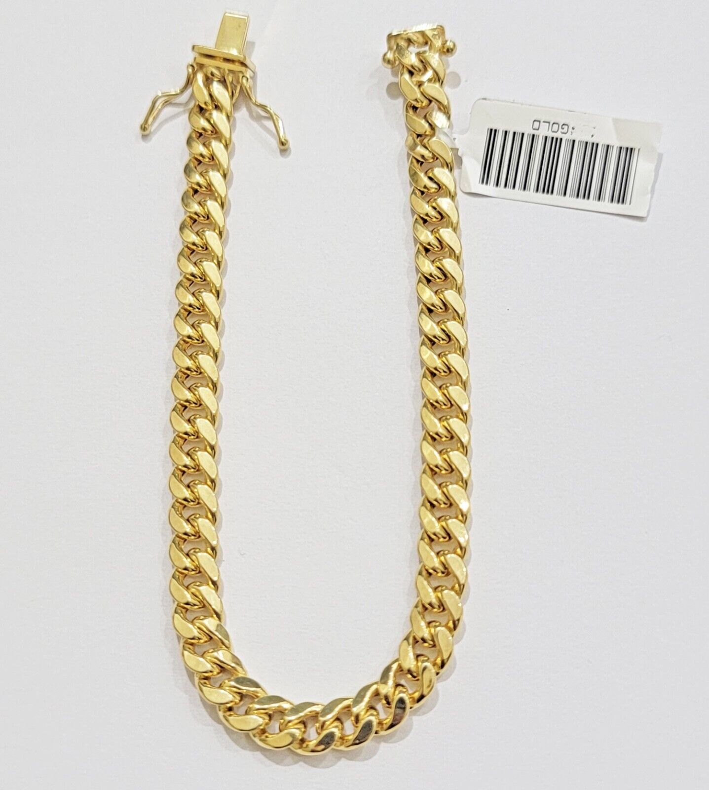 14k Gold Bracelet 6mm 9" Inch Real 14kt Yellow Gold For Mens, Box clasp, REAL - Reva Jeweler