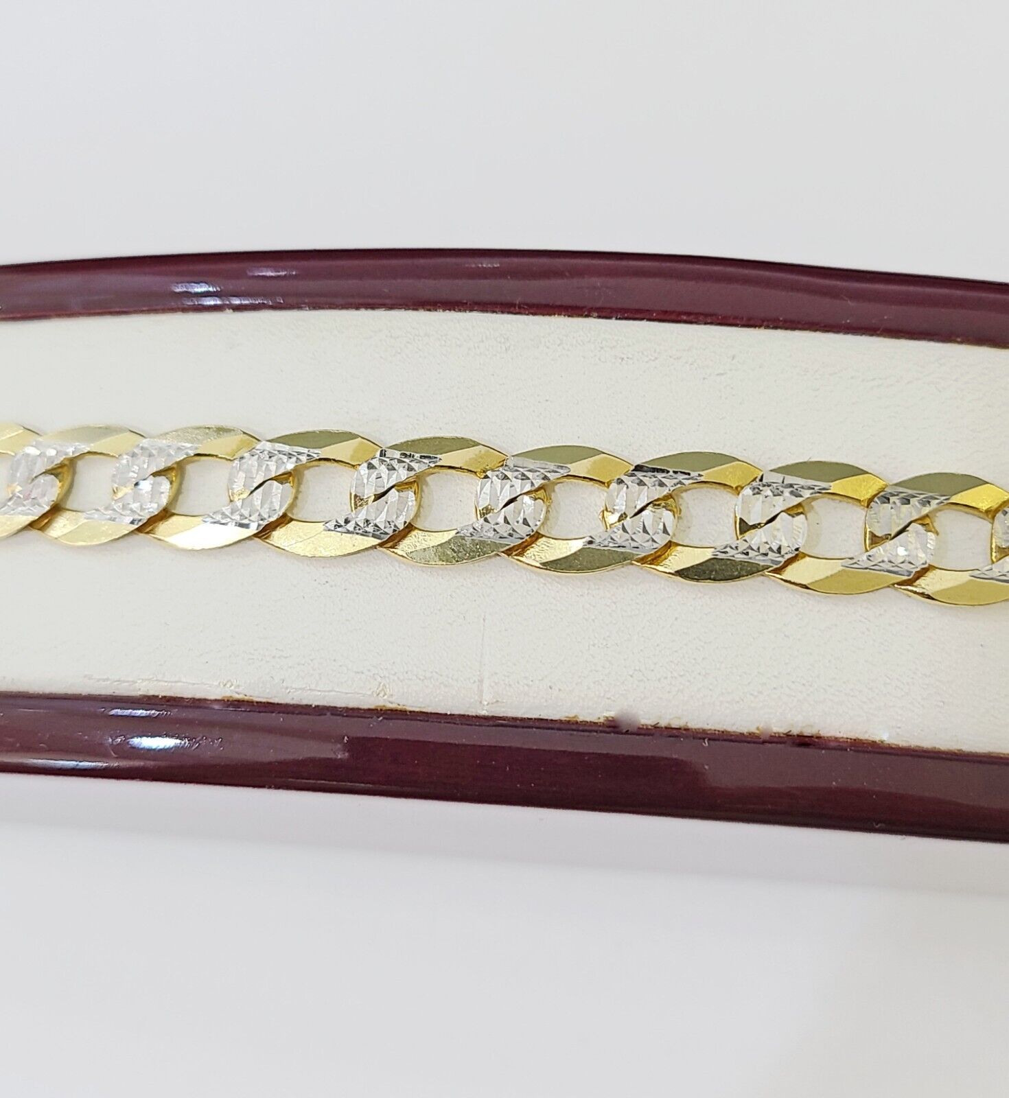 14K Gold Bracelet Cuban Curb Link Bracelet Diamond Cut 9mm 8" Inch REAL Gold - Reva Jeweler