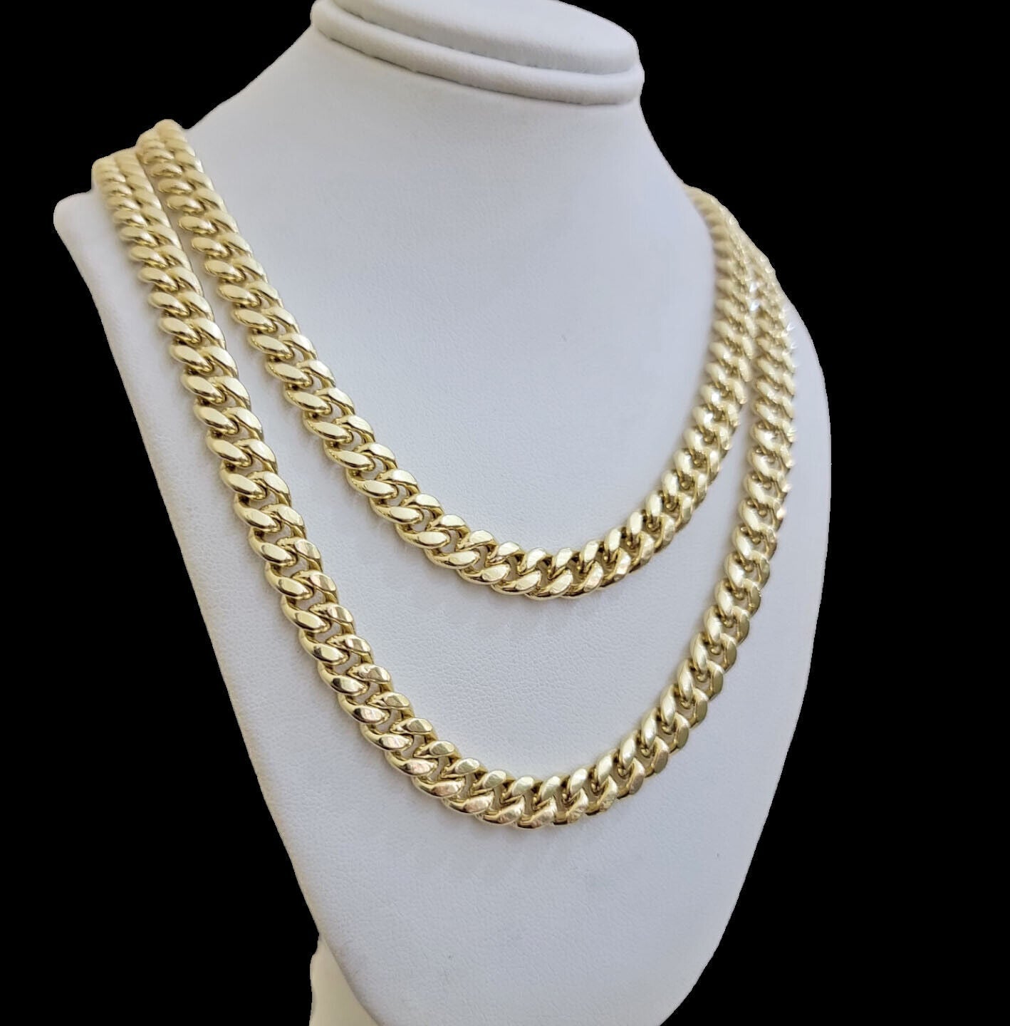 14k Gold Chain Necklace 22 Inch Miami Cuban Link 8mm Box Lock Real 14KT For Mens - Reva Jeweler
