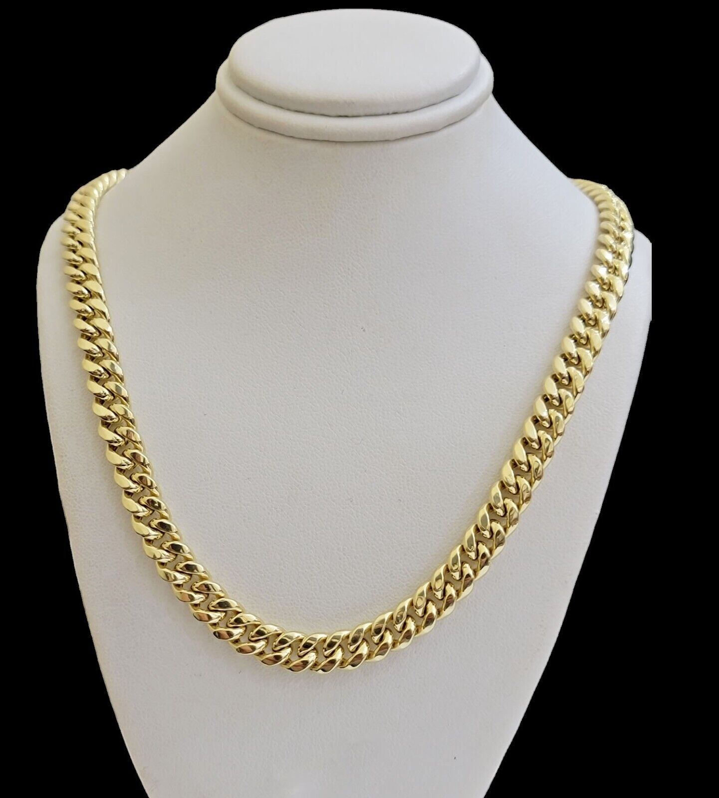 14k Gold Chain Necklace 22 Inch Miami Cuban Link 8mm Box Lock Real 14KT For Mens - Reva Jeweler