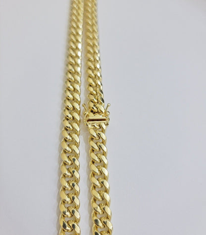 14k Gold Chain Necklace 24 Inch Miami Cuban Link 8mm Box Lock Real 14KT For Mens - Reva Jeweler