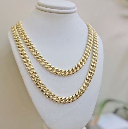 14k Gold Chain Necklace 24 Inch Miami Cuban Link 8mm Box Lock Real 14KT For Mens - Reva Jeweler
