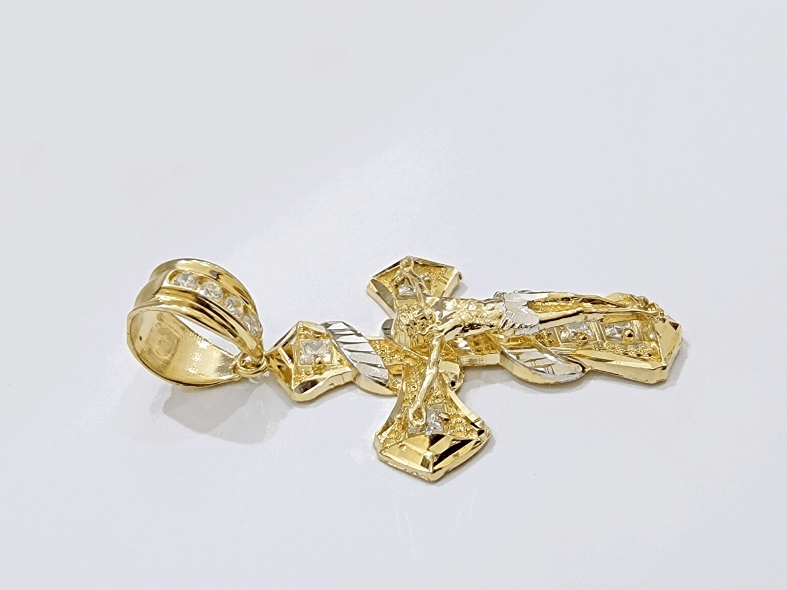 14k Gold Cross Charm Miami Cuban Link Chain 5mm 26'' Necklace 14kt Pendant SALE - Reva Jeweler