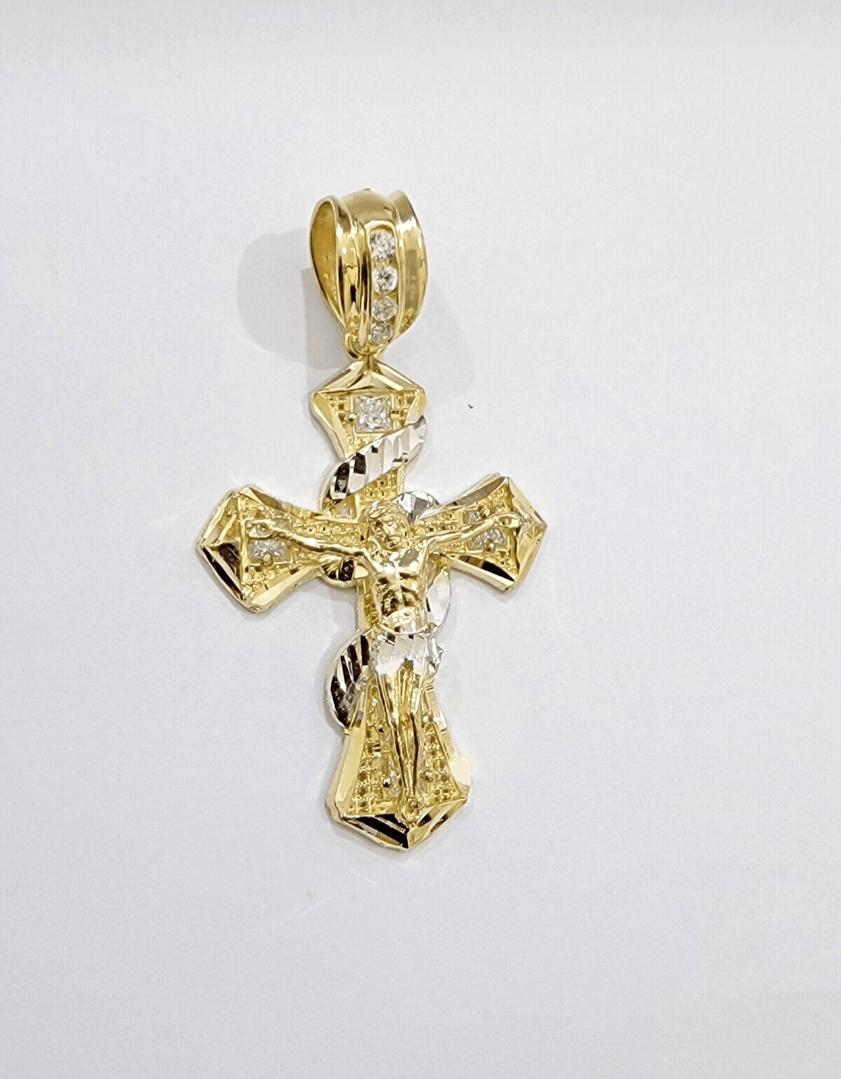 14k Gold Cross Charm Miami Cuban Link Chain 5mm 26'' Necklace 14kt Pendant SALE - Reva Jeweler