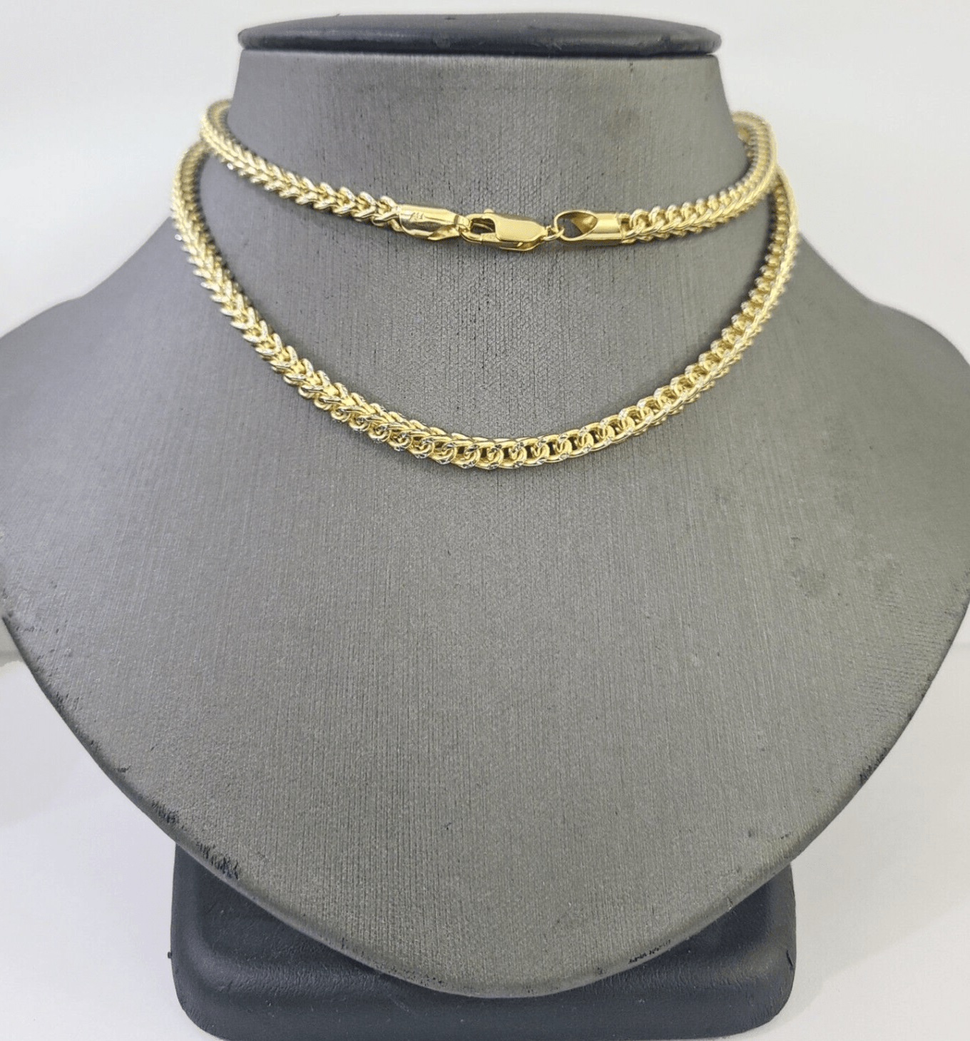 14K gold franco chain Necklace 3.5mm 22 Inch Diamond Cuts Two-tone Real 14KT men