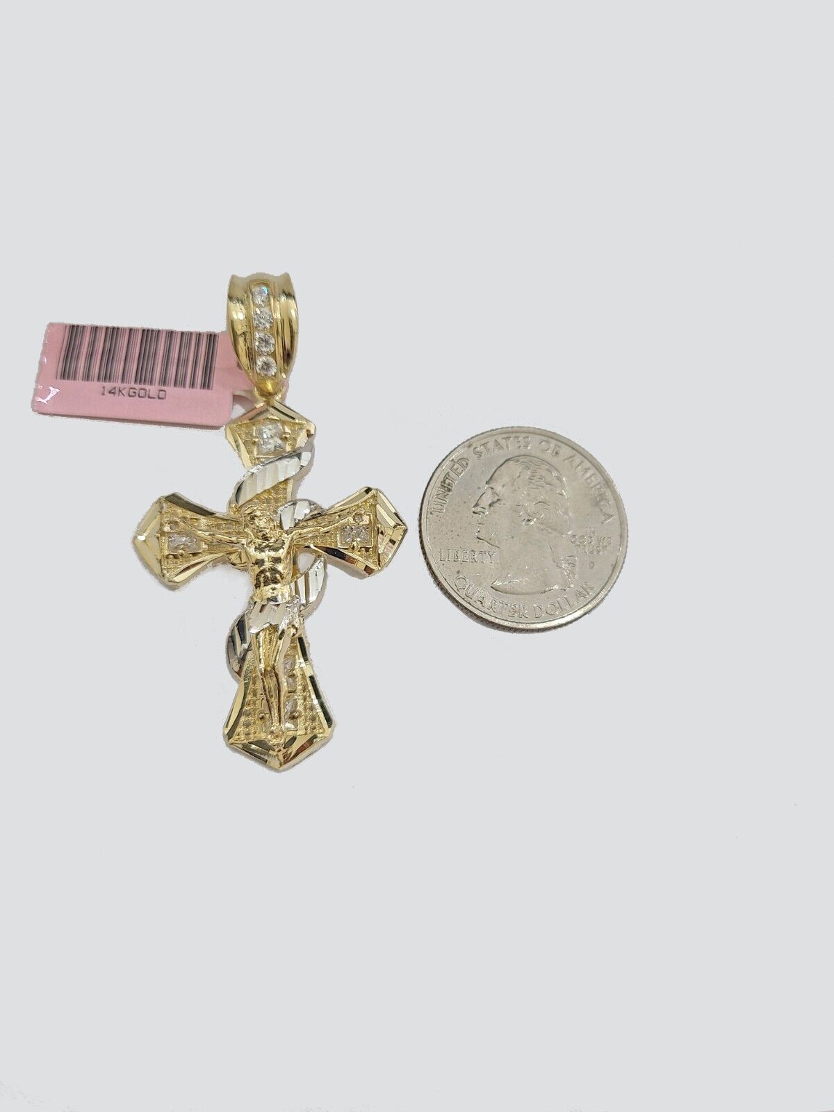 14k Gold Jesus Crucifix Cross Pendant Charm 14kt Yellow 2'' Inch For Chain Real - Reva Jeweler