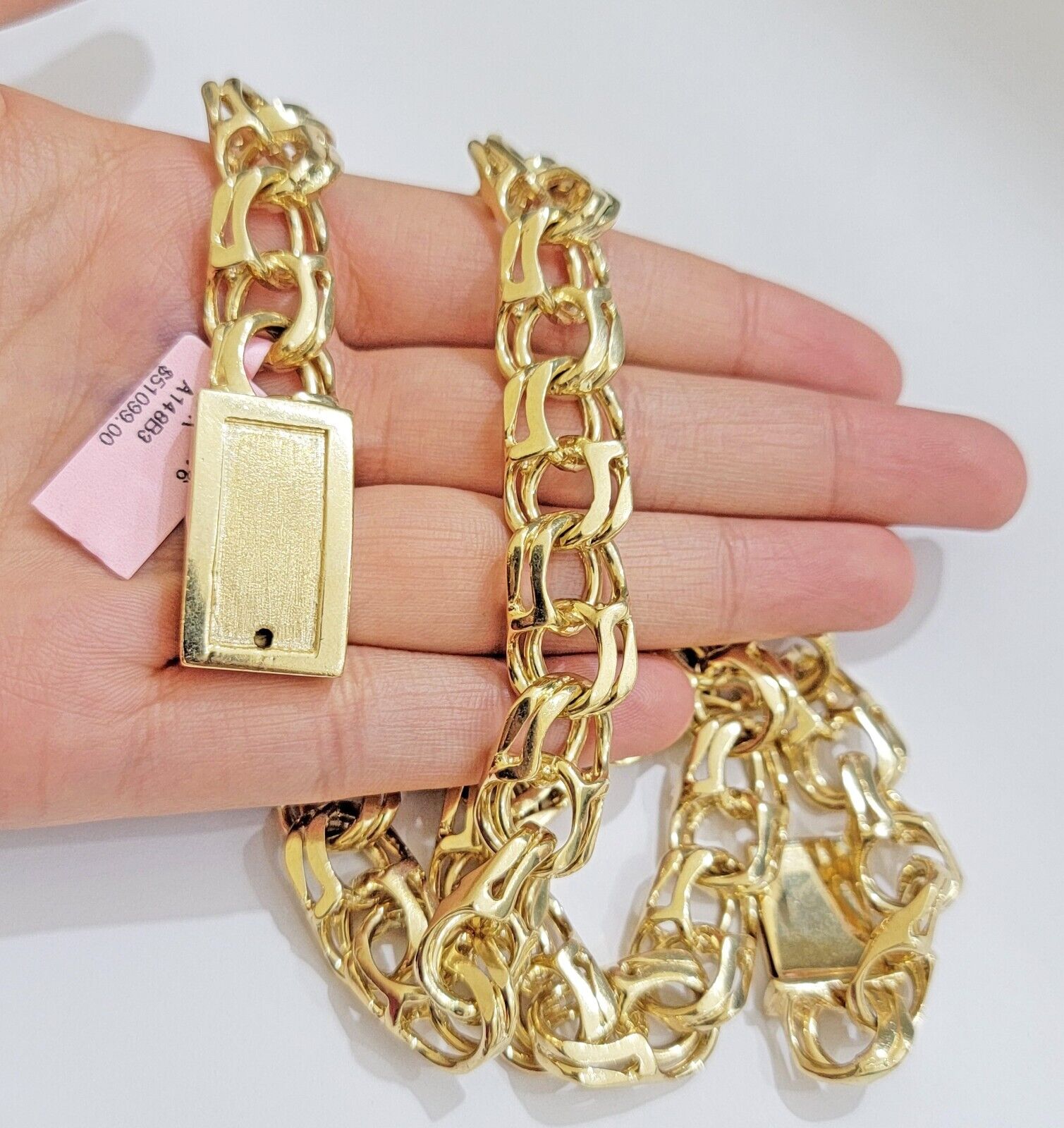 14k Gold Mens Necklace Chino Link Chain 24 Inch REAL 14KT Yellow Gold Real SOLID - Reva Jeweler