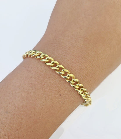 14K Gold Miami Cuban Bracelet 7" Inch 6mm Box Clasp Link men women, REAL 14KT - Reva Jeweler