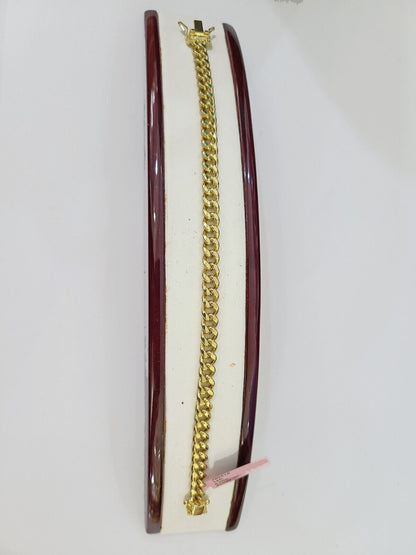 14K Gold Miami Cuban Bracelet 7" Inch 6mm Box Clasp Link men women, REAL 14KT - Reva Jeweler