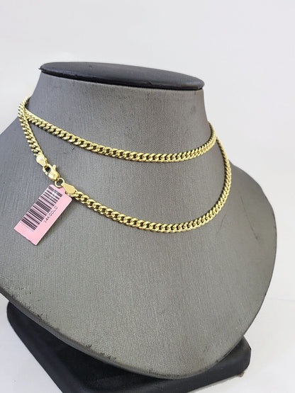 14k Gold Miami Cuban Link Chain Necklace 4mm 18" box Lock REAL 14kt Yellow Gold