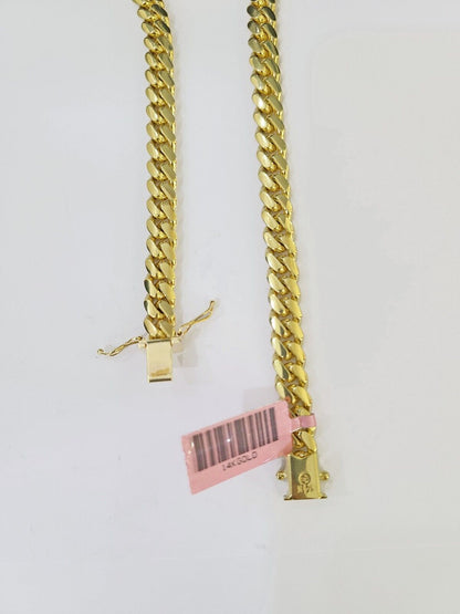 14k Gold Miami Cuban Link Chain Necklace 7mm 22" Box Lock REAL Genuine