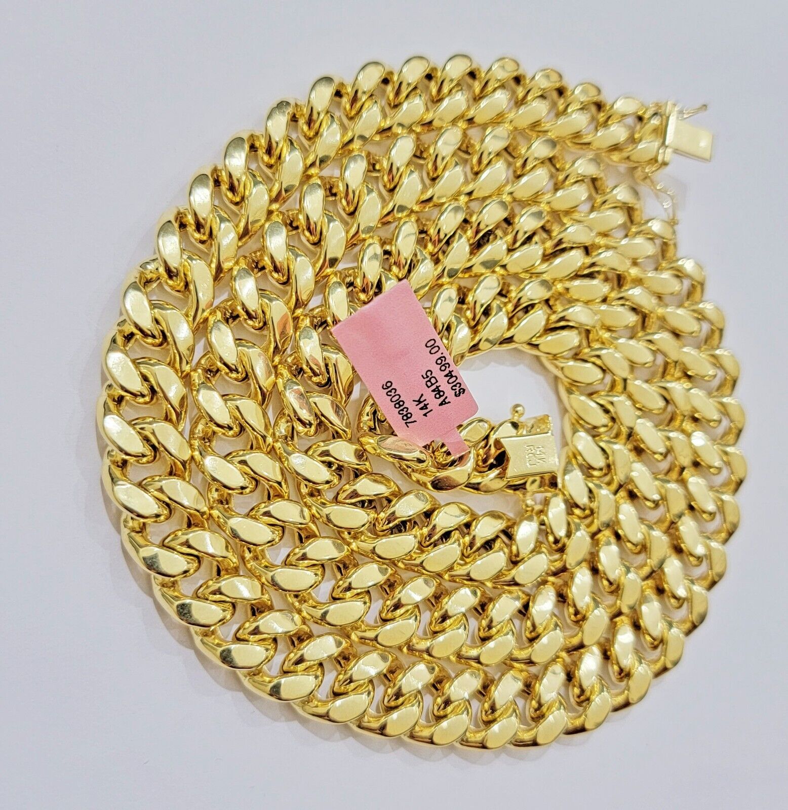 14k Gold Necklace Chain Miami Cuban Link 30" Inch 11mm Mens REAL 14KT Real Gold - Reva Jeweler