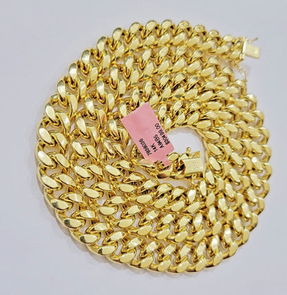 14k Gold Necklace Chain Miami Cuban Link 30" Inch 11mm Mens REAL 14KT Real Gold - Reva Jeweler