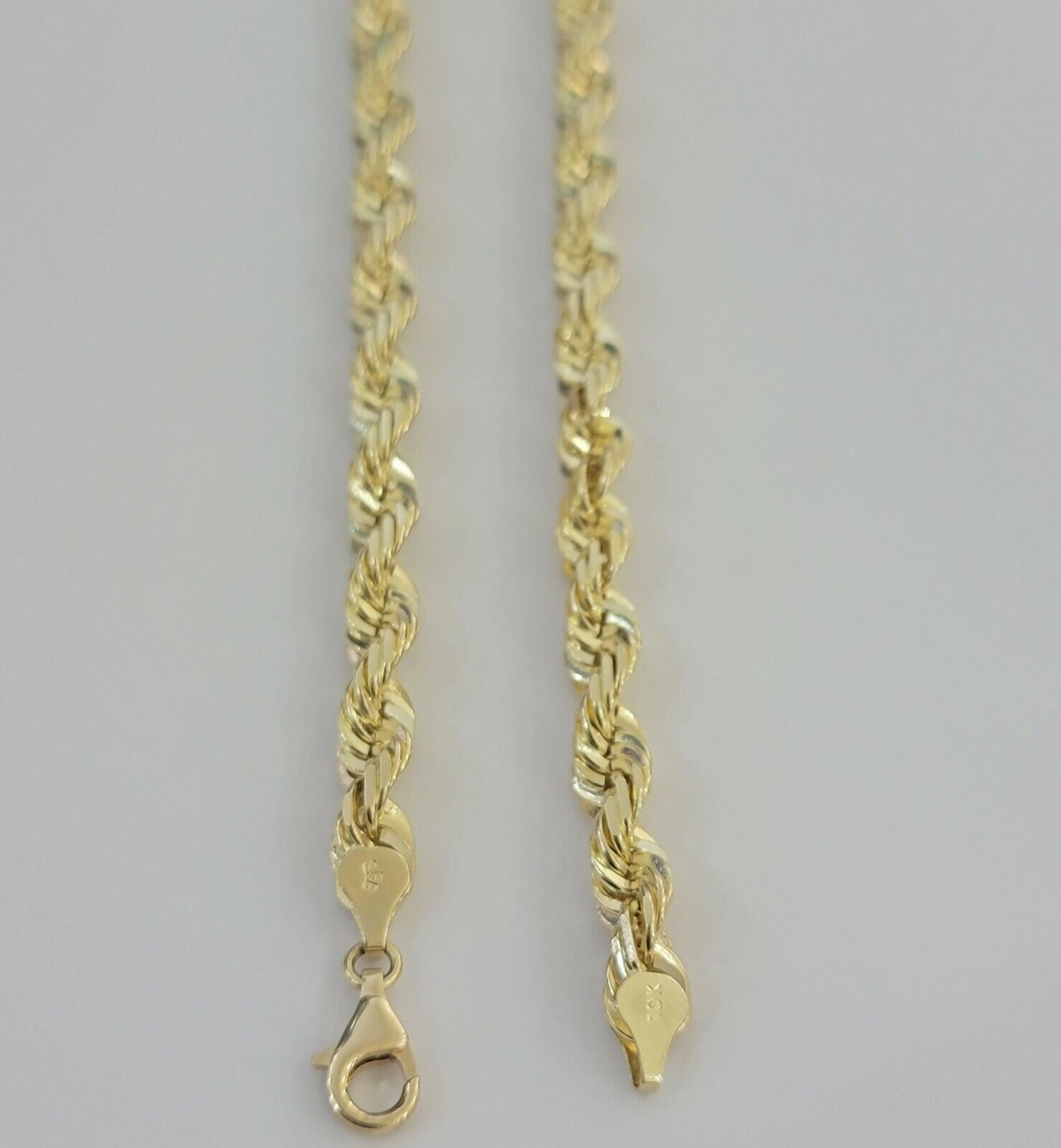 14k Gold Rope Chain 7mm 22 Inch Necklace Diamond Cuts Men's REAL 14 KT SOLID - Reva Jeweler