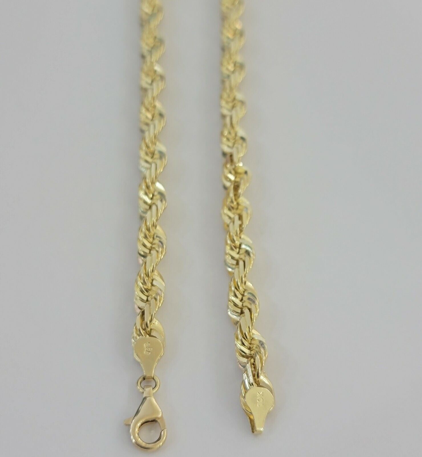 14k Gold Rope Chain 7mm 22 Inch Necklace Diamond Cuts Men's REAL 14 KT SOLID - Reva Jeweler