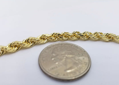 14k Gold Rope Chain & Nugget Texas map Charm pendant & 20 Inch Necklace Set Mens - Reva Jeweler