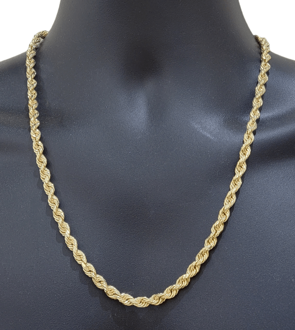 14k Gold Rope Chain & Nugget Texas map Charm pendant & 26 Inch Necklace Set Mens - Reva Jeweler