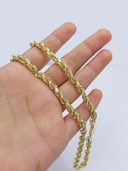 14k Gold Rope Chain & Nugget Texas map Charm pendant & 26 Inch Necklace Set Mens - Reva Jeweler
