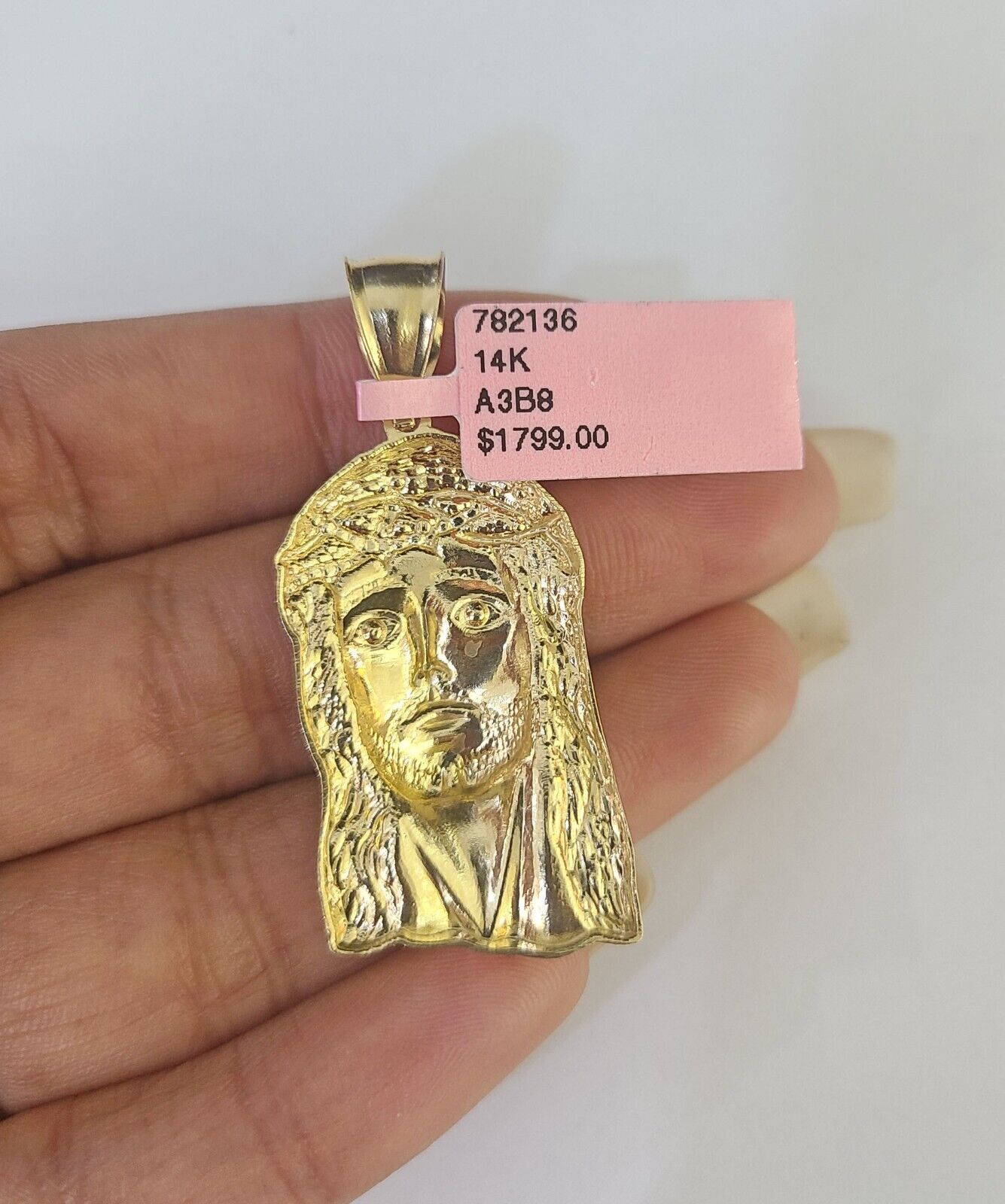 14k Miami Cuban Chain Jesus Head Charm Yellow Gold Set 3mm 18"-28" Necklace