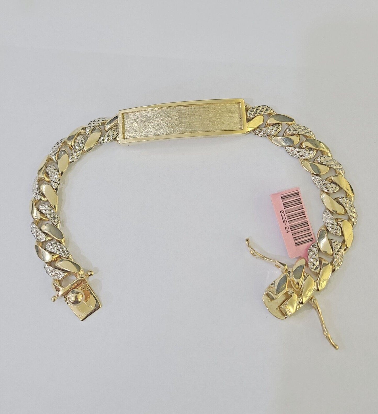 14K Real Gold ID Bracelet Miami Cuban link 12mm 8.5" inches 14kt Diamond Cut - GoldenlinQ