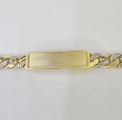 14K Real Gold ID Bracelet Miami Cuban link 12mm 8.5" inches 14kt Diamond Cut - GoldenlinQ