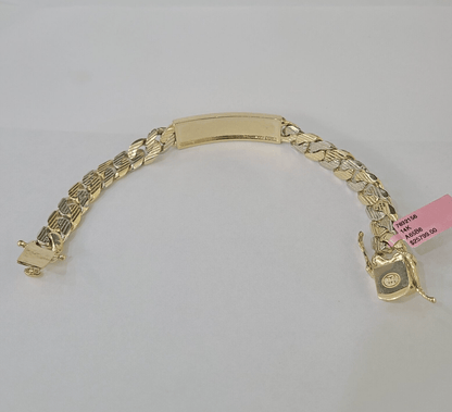 14K Real Gold ID Bracelet Miami Cuban link 12mm 8.5" inches 14kt Diamond Cut - GoldenlinQ