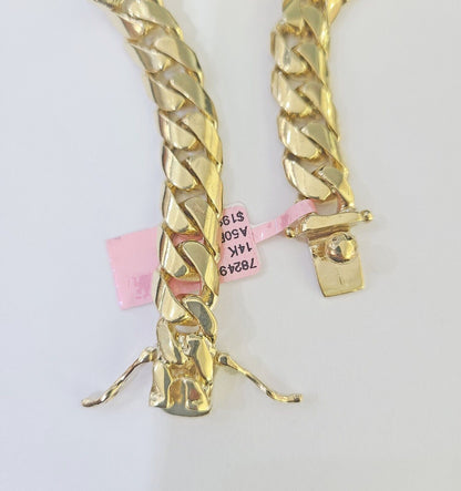 14K REAL ID Bracelet Solid Miami Cuban Link 11mm 8.5 inches 14kt Yellow Gold - GoldenlinQ