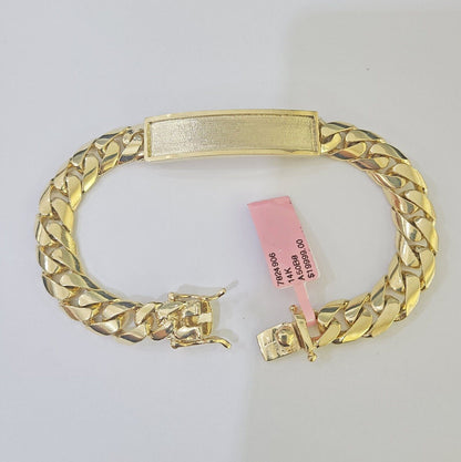 14K REAL ID Bracelet Solid Miami Cuban Link 11mm 8.5 inches 14kt Yellow Gold - GoldenlinQ