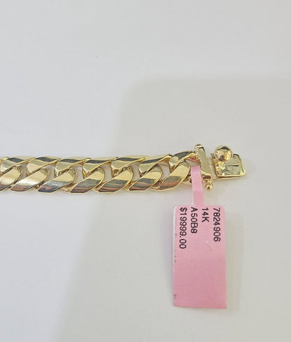 14K REAL ID Bracelet Solid Miami Cuban Link 11mm 8.5 inches 14kt Yellow Gold - GoldenlinQ
