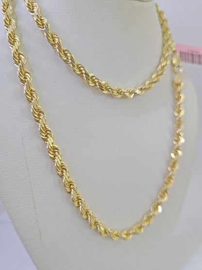14k Real Solid Rope Chain Yellow Gold 4.5mm 18"-26" Inch Men Women Genuine