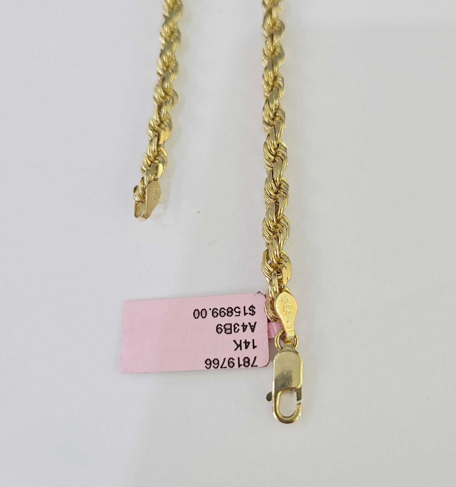 14k Real Solid Rope Chain Yellow Gold 4.5mm 18"-26" Inch Men Women Genuine