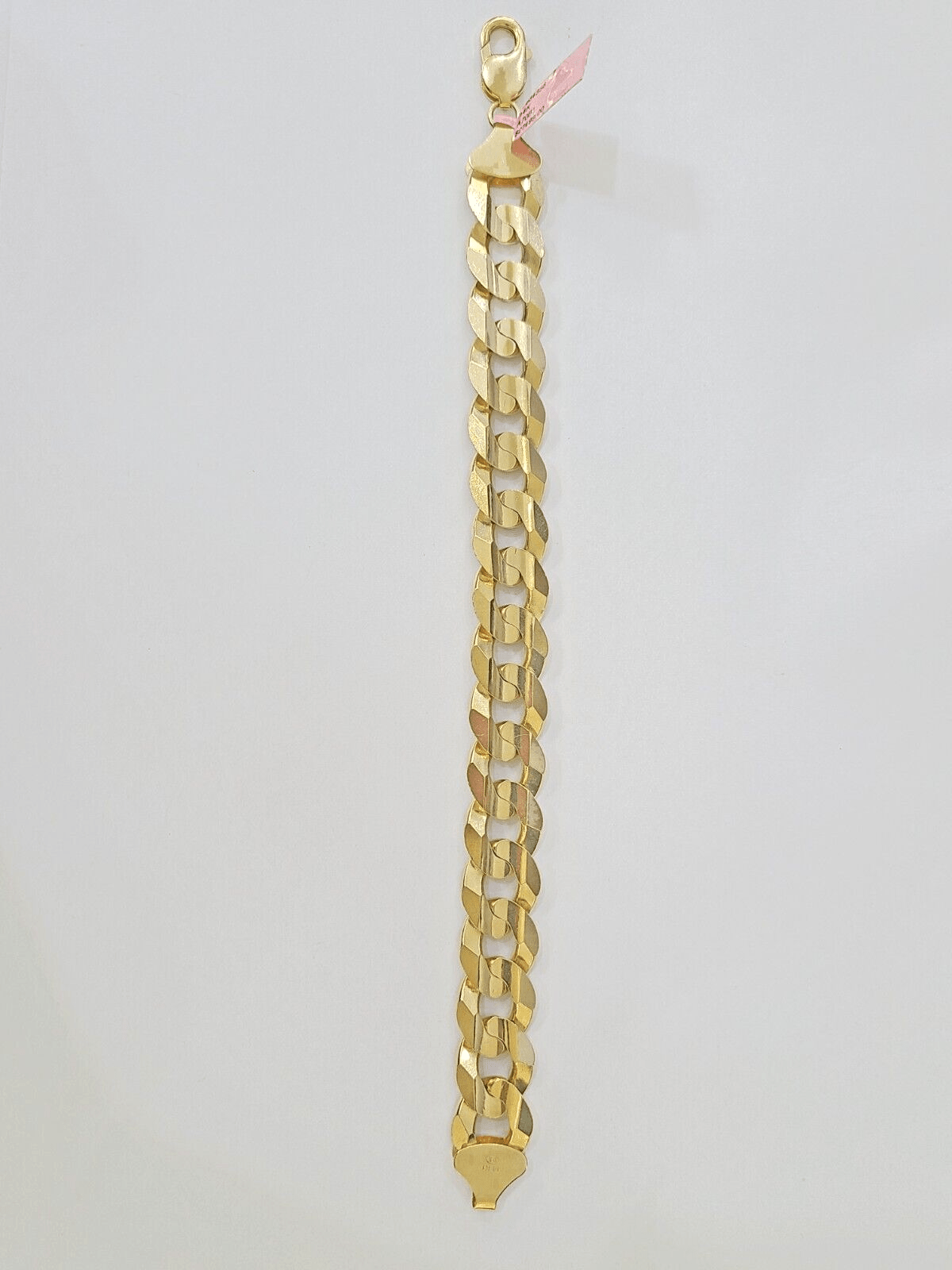14K Real Yellow Gold Cuban Curb Bracelet 15mm Link 9" inch Genuine - Reva Jeweler