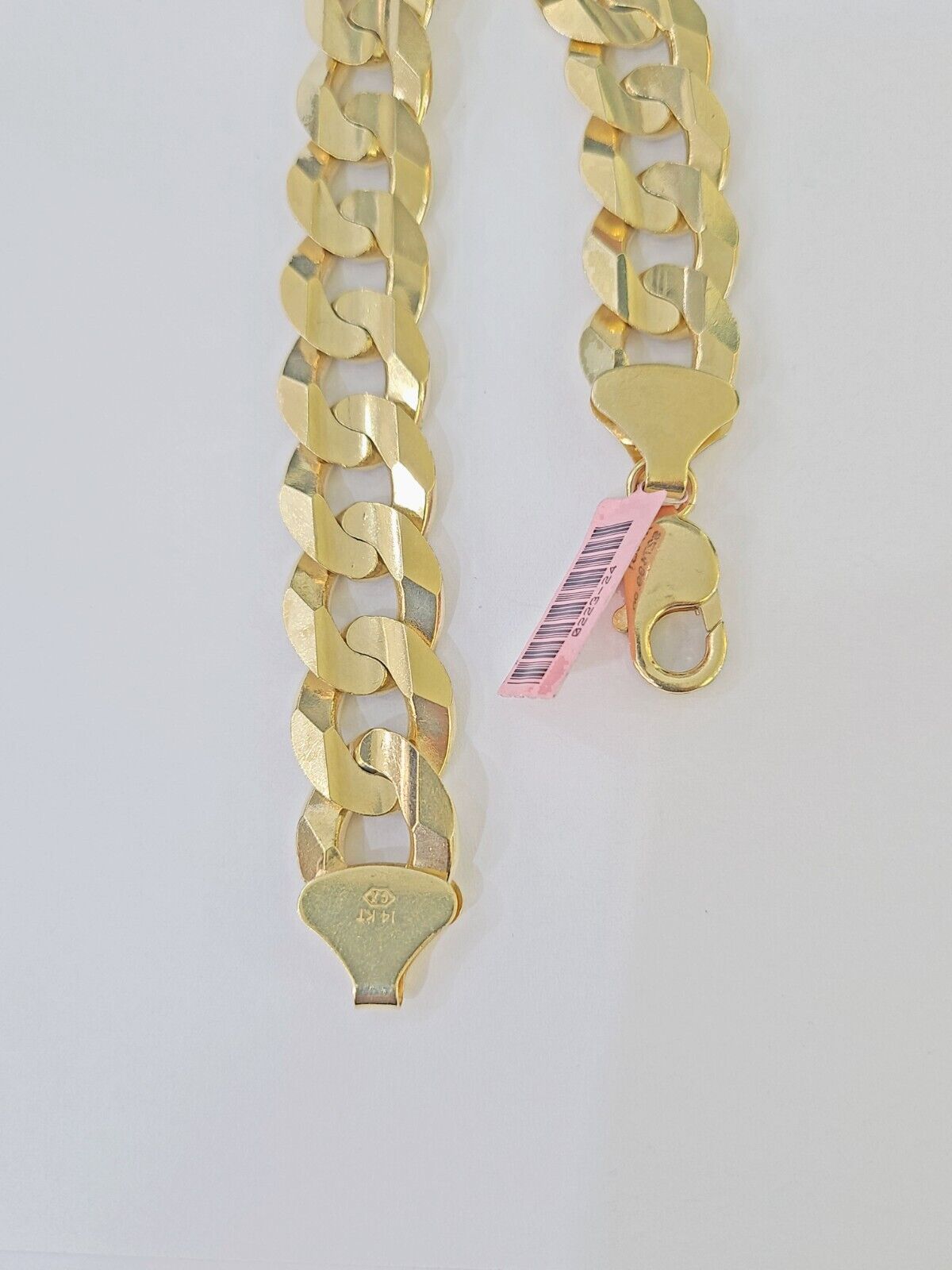 14K Real Yellow Gold Cuban Curb Bracelet 15mm Link 9" inch Genuine - Reva Jeweler