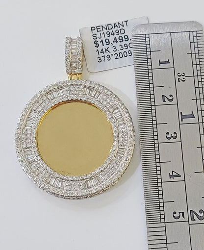 14k Real Yellow Gold Diamond Circular Memory Pendant Charm - Reva Jeweler