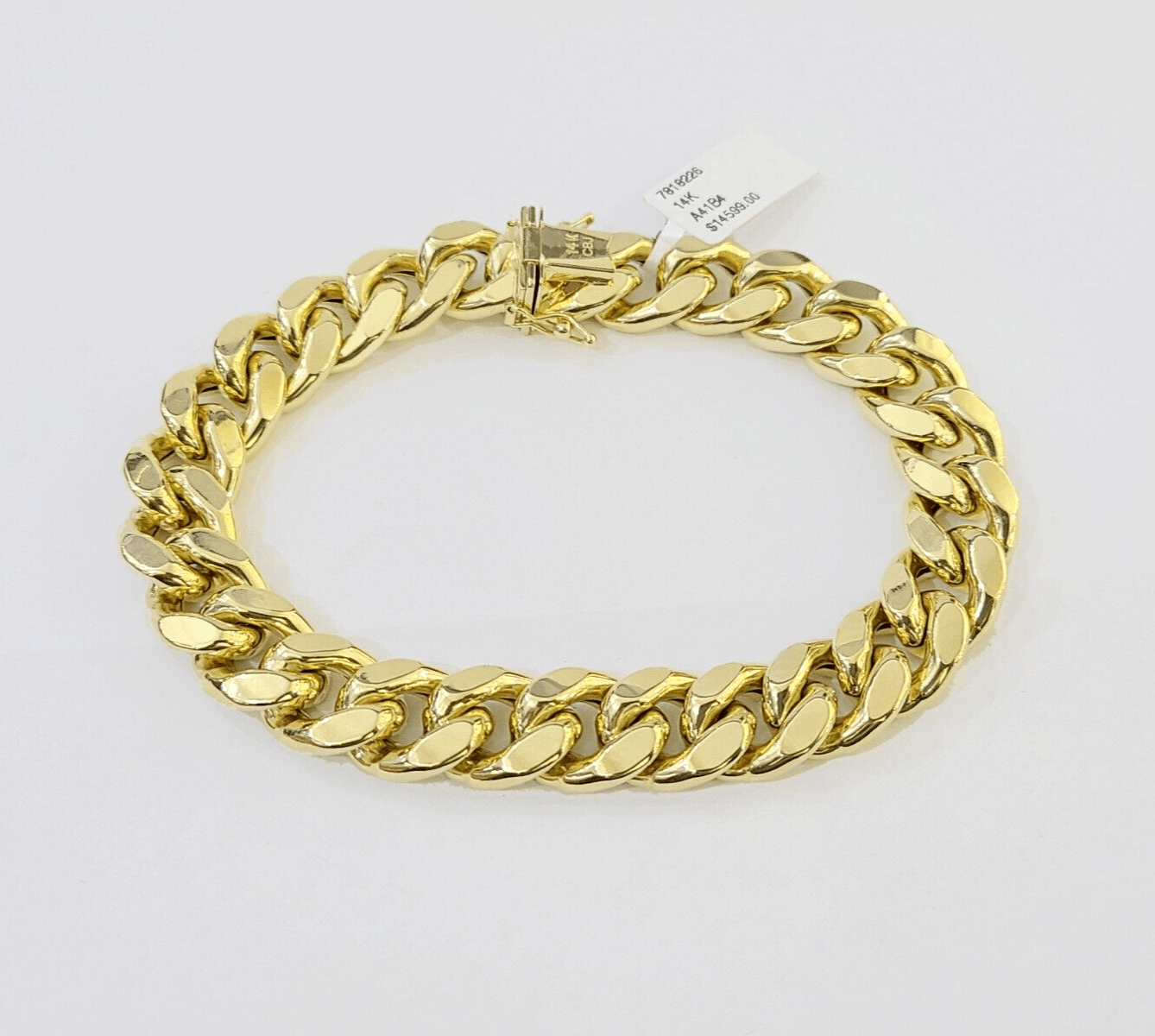 14K Real Yellow Gold Miami Cuban Bracelet 12 mm Link 9" inch 14K - Reva Jeweler