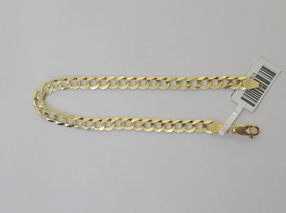 14K Real Yellow Gold Miami Cuban Curb Bracelet 6 mm Link 8" inch 14K - Reva Jeweler