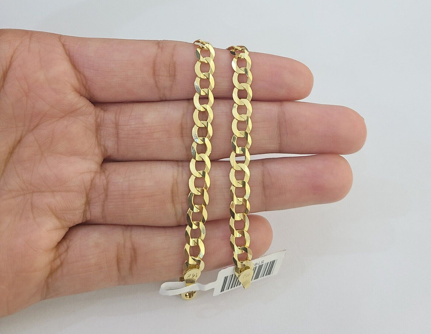 14K Real Yellow Gold Miami Cuban Curb Bracelet 6 mm Link 8" inch 14K - Reva Jeweler